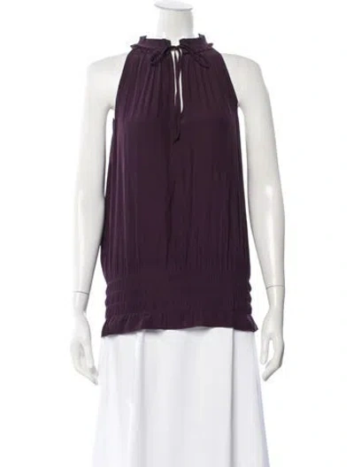 Pre-owned Ramy Brook Halterneck Sleeveless Blouse In Purple