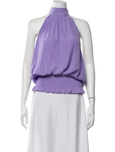 Pre-owned Ramy Brook Halterneck Sleeveless Blouse In Purple