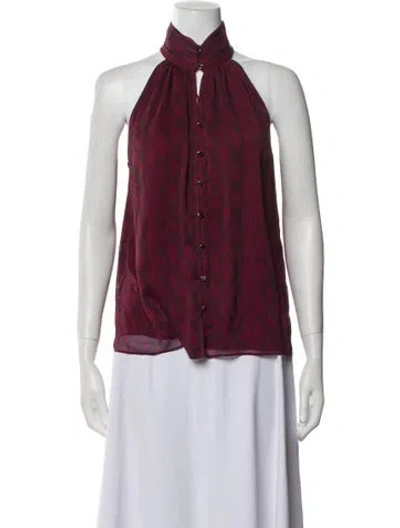 Pre-owned Ramy Brook Halterneck Sleeveless Blouse In Red