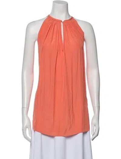 Pre-owned Ramy Brook Halterneck Sleeveless Blouse W/ Tags In Orange