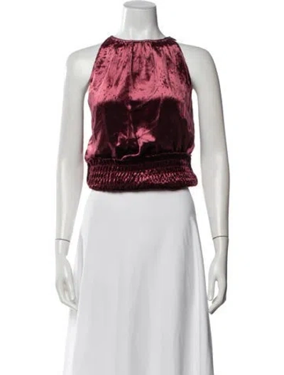 Pre-owned Ramy Brook Halterneck Sleeveless Crop Top In Red