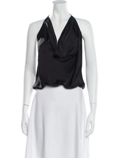 Pre-owned Ramy Brook Halterneck Sleeveless Top In Black