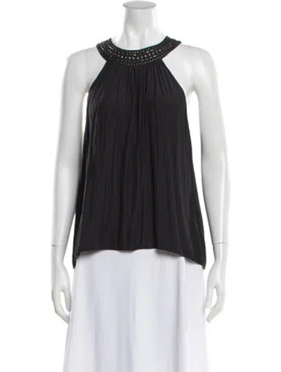 Pre-owned Ramy Brook Halterneck Sleeveless Top In Black