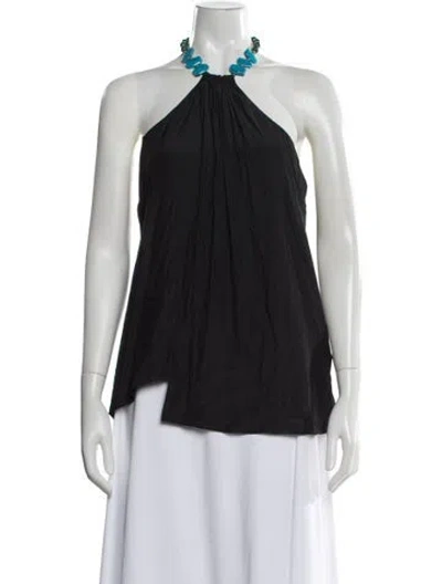 Pre-owned Ramy Brook Halterneck Sleeveless Top In Black