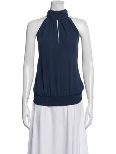 Pre-owned Ramy Brook Halterneck Sleeveless Top In Blue