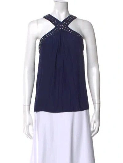 Pre-owned Ramy Brook Halterneck Sleeveless Top In Blue