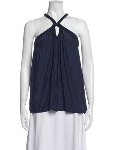 Pre-owned Ramy Brook Halterneck Sleeveless Top In Blue