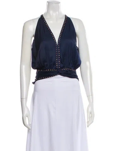 Pre-owned Ramy Brook Halterneck Sleeveless Top In Gray