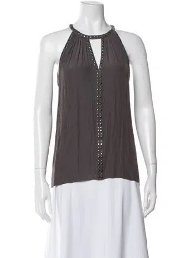 Pre-owned Ramy Brook Halterneck Sleeveless Top In Gray