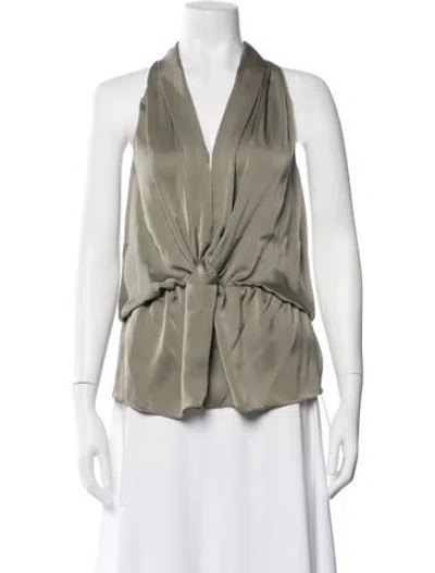 Pre-owned Ramy Brook Halterneck Sleeveless Top In Green