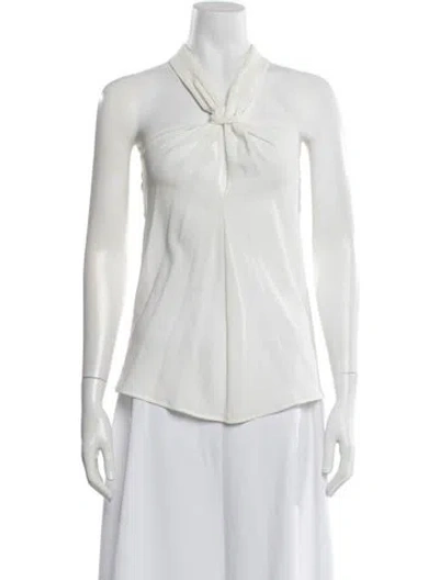 Pre-owned Ramy Brook Halterneck Sleeveless Top In Metallic/neutrals