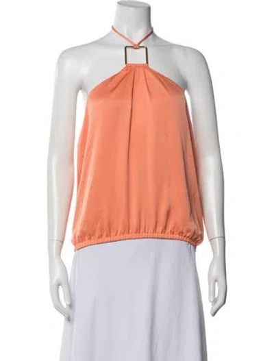 Pre-owned Ramy Brook Halterneck Sleeveless Top In Orange