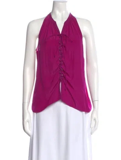 Pre-owned Ramy Brook Halterneck Sleeveless Top In Purple