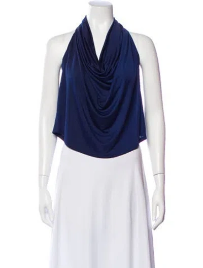 Pre-owned Ramy Brook Halterneck Sleeveless Top W/ Tags In Blue