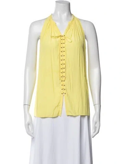 Pre-owned Ramy Brook Halterneck Sleeveless Top In Yellow