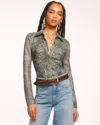 Ramy Brook Hamilton Plaid Jacquard Button Up Top In Dark Sage Tartan In Sage Tartan