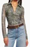 Ramy Brook Hamilton Plaid Jacquard Button Up Top In Dark Sage Tartan In Green
