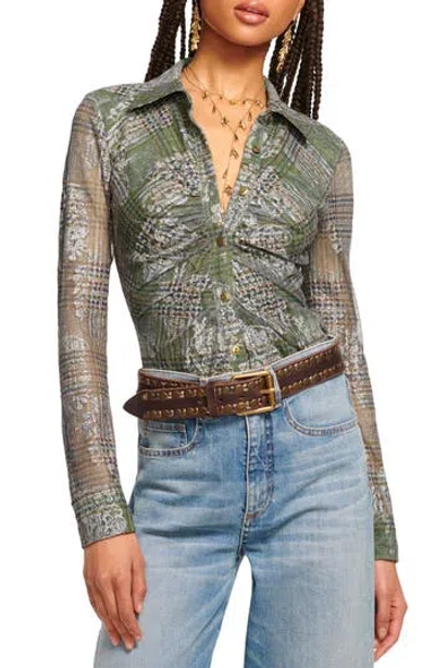 Ramy Brook Hamilton Plaid Jacquard Button-up Shirt In Gray