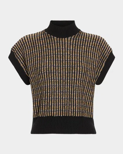RAMY BROOK HANNAH METALLIC RIBBED KNIT TOP