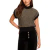 Ramy Brook Hannah Wool Blend Metallic Short Sleeve Sweater In Black