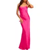 Ramy Brook Hansel Rosette Satin Slipdress In Hot Pink