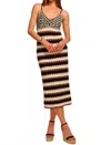 Ramy Brook Harlow Midi Dress In Black Geo Crochet In Animal Print