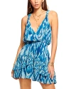 Ramy Brook Harmoni V-neck Mini Dress In Laguna Blue Taza Ikat