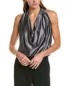 Ramy Brook Winston Satin Lace Cowl-neck Blouse In Grey