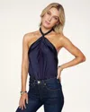 Ramy Brook Harriet Silk Halter Tank Top Navy In Blue