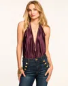 Ramy Brook Harriet Silk Halter Tank Top In Pinot Noir