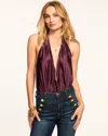Ramy Brook Harriet Silk Halter Tank Top In Pinot Noir