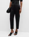 Ramy Brook Hayden Belted Cropped Satin Pants In Black