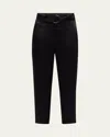 Ramy Brook Hayden Belted Cropped Satin Pants In Black