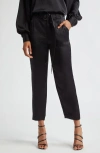 Ramy Brook Hayden Belted Cropped Satin Pants In Black