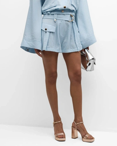 Ramy Brook Haylee Belted Cargo Shorts In Crystal Blue