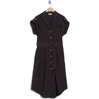 Ramy Brook Haylie Pinstripe Shirtdress In Black