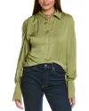 Ramy Brook Nevada Womens Solid Satin Blouse In Green