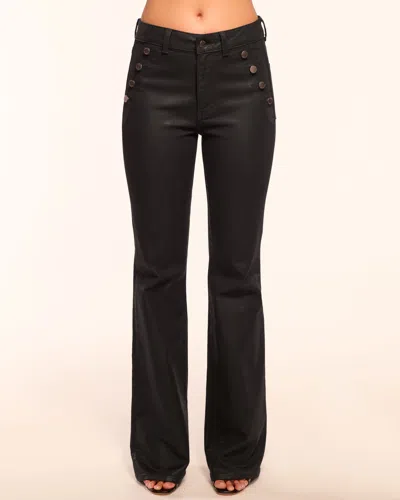 Ramy Brook Helena Coated High-rise Flare Jean In Black