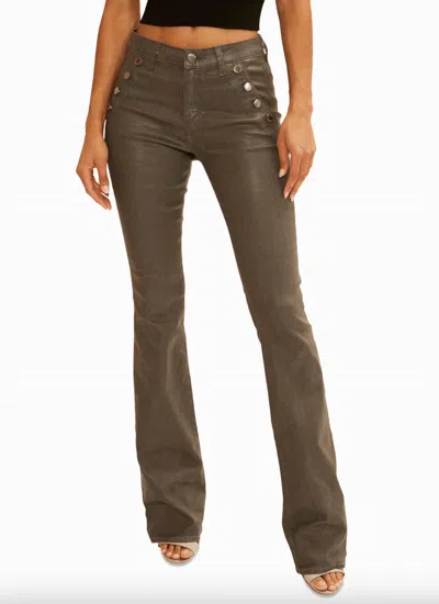 Ramy Brook Helena High Rise Coated Flare Jean In Grey In Brown