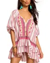 Ramy Brook Hensley Embroidered Coverup Mini Dress In While Multi