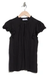 Ramy Brook Hermine Ruffle Trim Top In Black