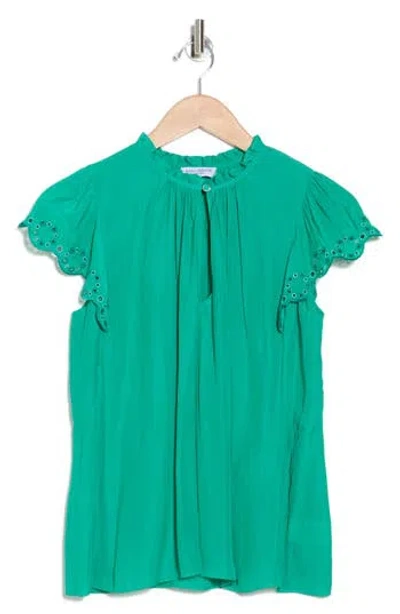 Ramy Brook Hermine Ruffle Trim Top In Green