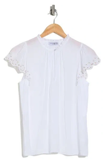 Ramy Brook Hermine Ruffle Trim Top In White