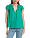 Ramy Brook Hermine Ruffle Trim Top In Green