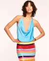 Ramy Brook Hettie Cowl Neck Halter Top In Isola Blue