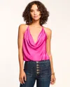 Ramy Brook Hettie Cowl Neck Halter Top In Magenta