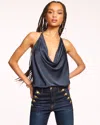 Ramy Brook Hettie Cowl Neck Halter Top In Navy