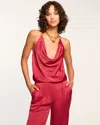 Ramy Brook Hettie Cowl Neck Halter Top In Ruby