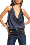 Ramy Brook Hettie Cowl Neck Halter Top In Navy