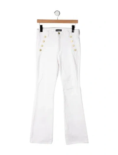 Pre-owned Ramy Brook High-rise Flared Jeans In Neutrals/white